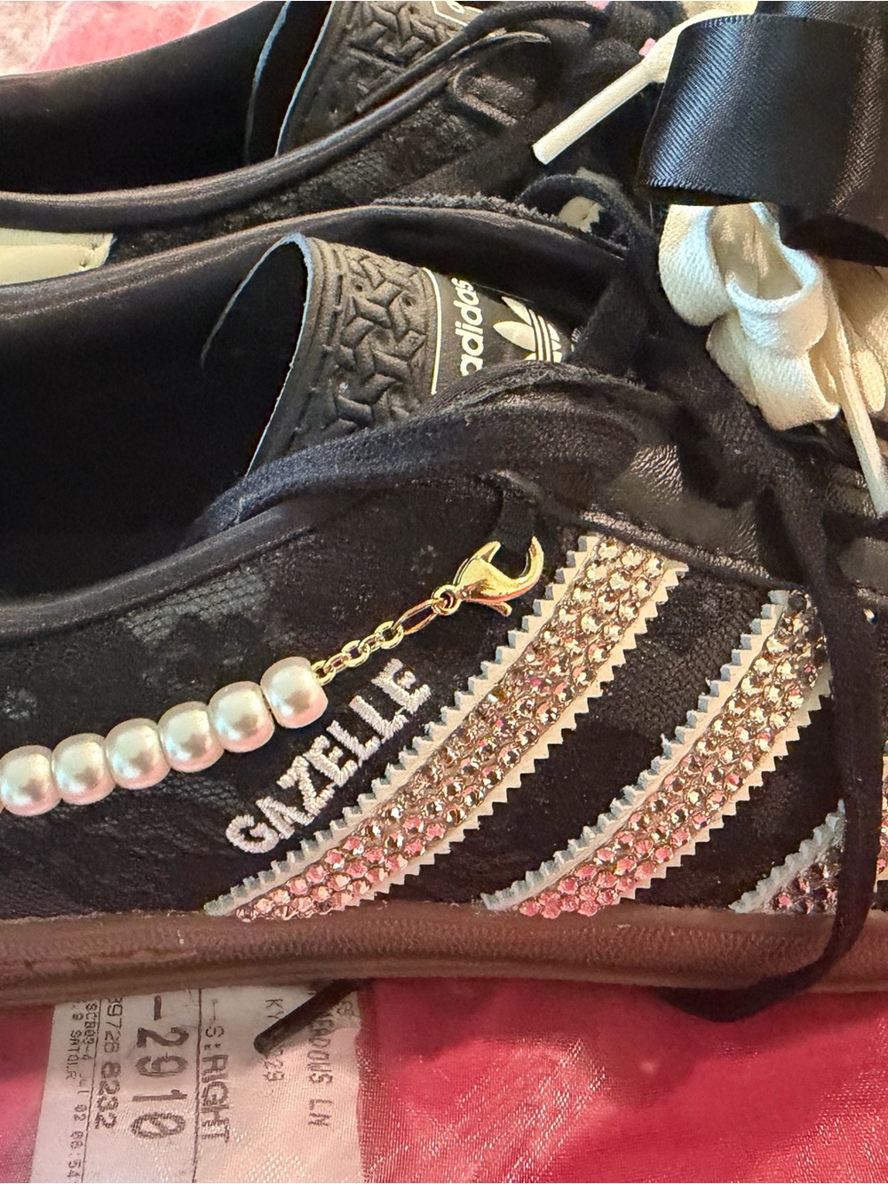 adidas Gazelle Women's Black with Rose Gold Accent Sneakers - Picture 3 of 7